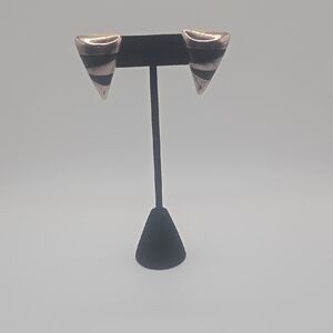 Vintage Bayanihan Sterling Silver and Black Geometric Earrings